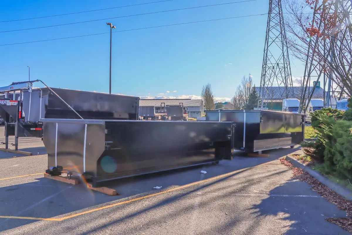 Roll-off dumpster ready for waste disposal at job site for 15 Yard Dumpster Rental in Springboro